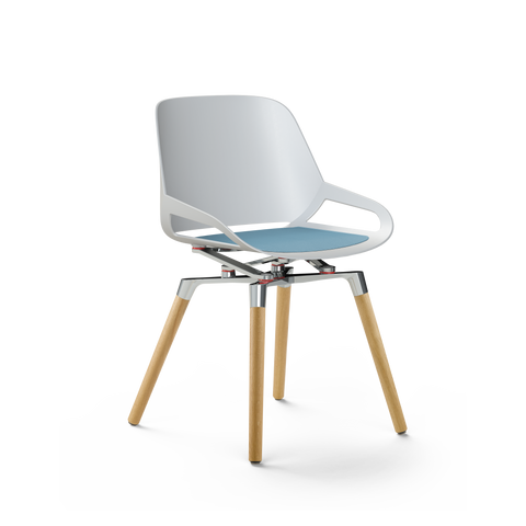 Aeris Numo mit Eichen Holzbeinen und weißer Sitzschale