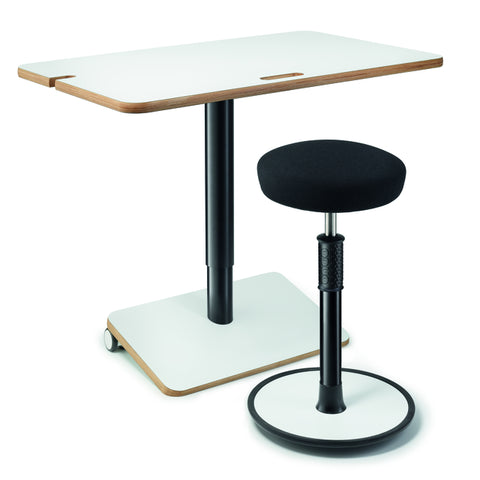 Home Office Set aus höhenverstellbarer Schreibtisch SPARK & ONGO Sitzhocker