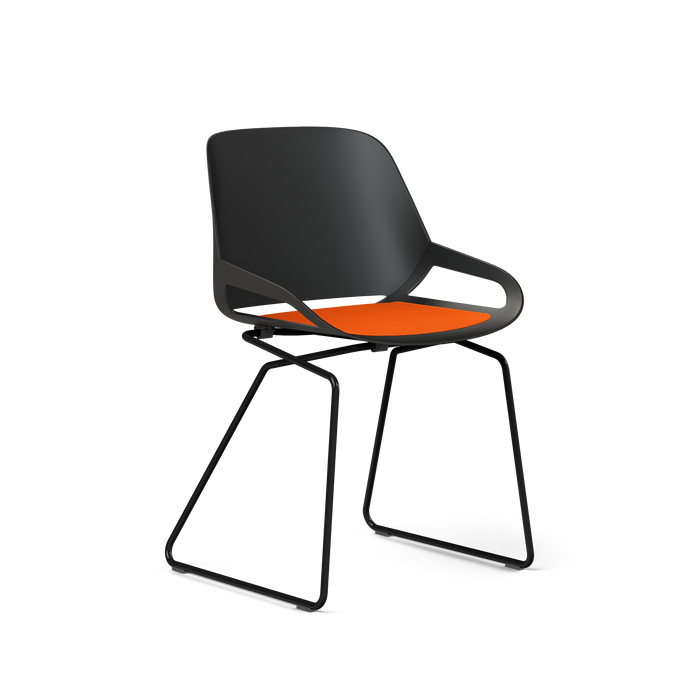 Aeris Numo Konferenzstuhl für den Besprechungsraum in schwarz mit Kufengestell