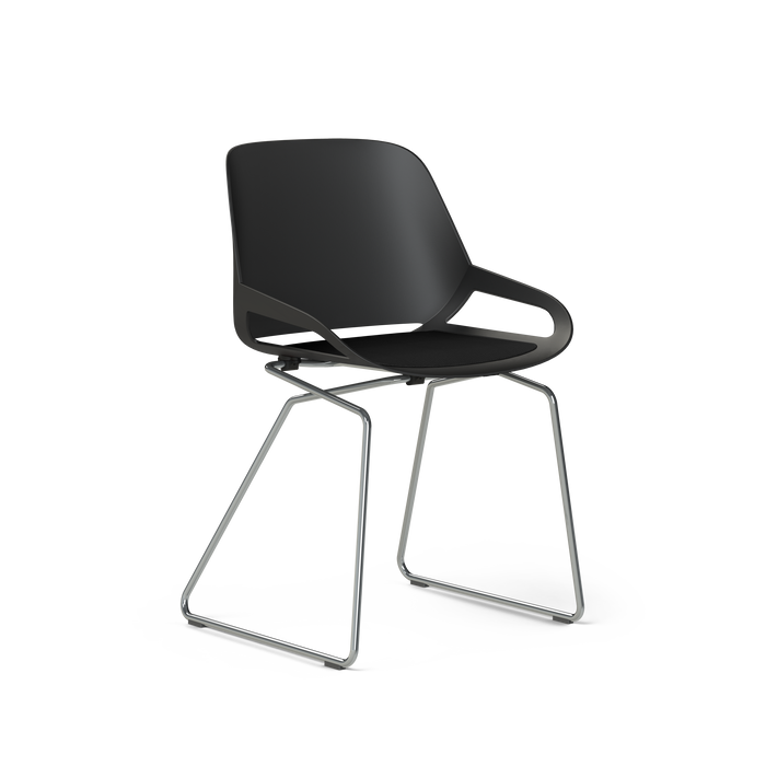 Aeris Numo Kufengestell chrom glänzend, mit Sitzschale schwarz