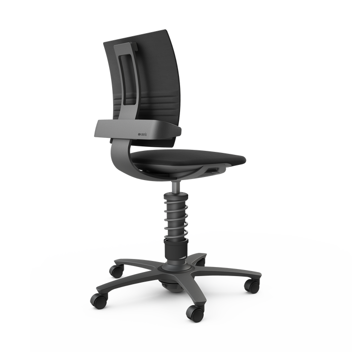 Bürostuhl Aeris 3Dee mit schwarzem Gestell und Lederbezug in schwarz