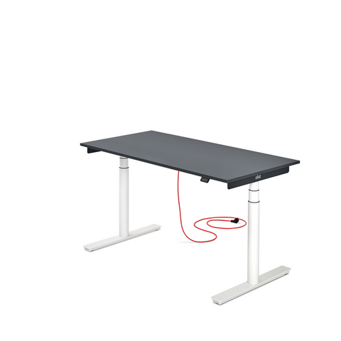 ELIOT Tisch in weiß - höhenverstellbar mit schwarzer HPL Tischplatte