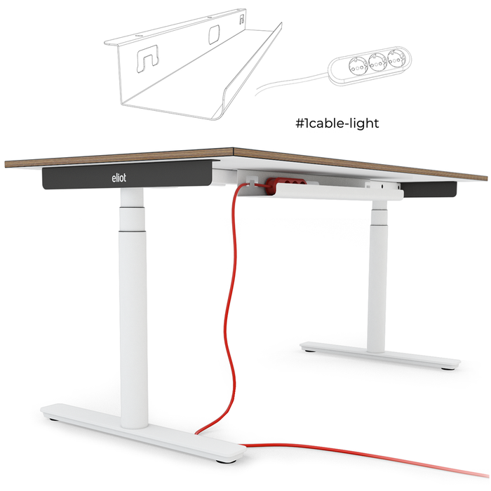 ELIOT BLACK - Elektrisch höhenverstellbarer Schreibtisch in schwarz mit Tischplatte in weiß