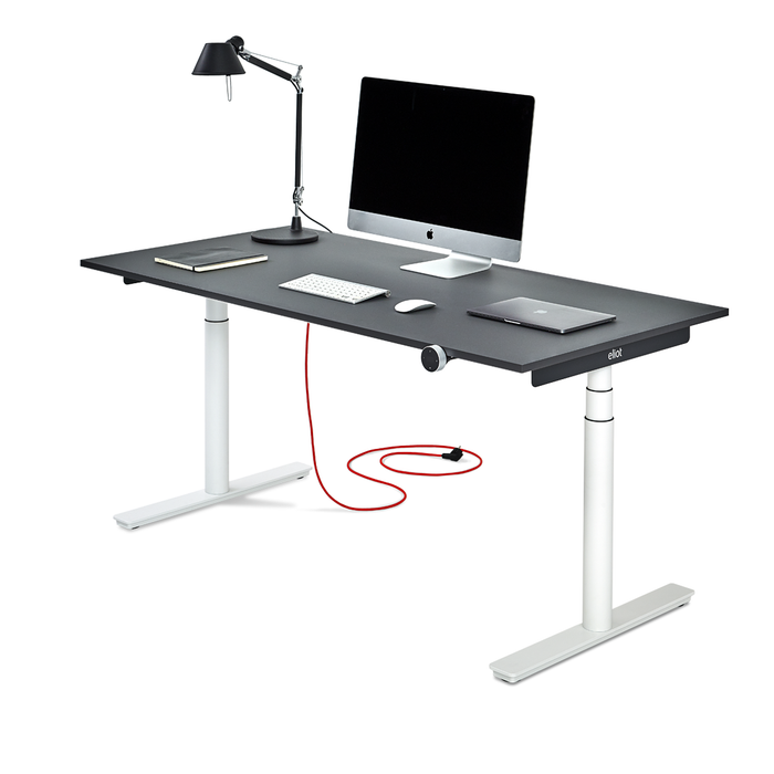 ELIOT Tisch in weiß - höhenverstellbar mit schwarzer HPL Tischplatte