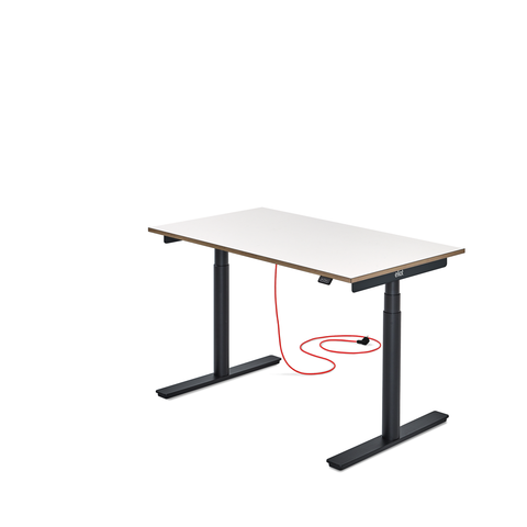 ELIOT BLACK - Elektrisch höhenverstellbarer Schreibtisch in schwarz mit Tischplatte in weiß